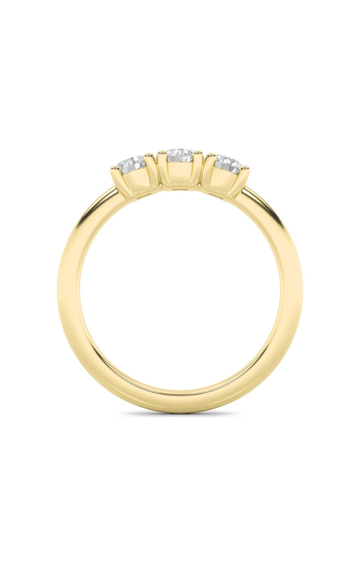 3CTW Round Shaped Lab Grown Diamond (F/VS) Three Stone Band Ring in 14K Gold