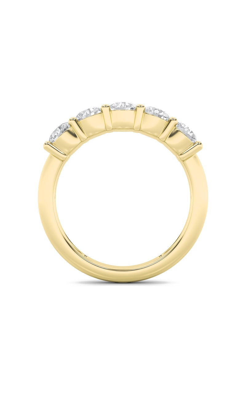 1.5Cttw Round Shaped Lab Grown Diamond (F/VS) Five Stone Band Ring in 14K Gold
