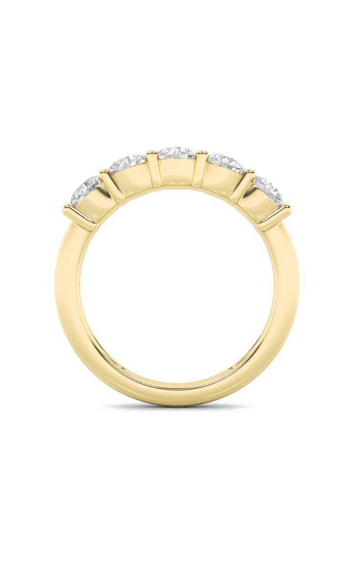 1.5Cttw Round Shaped Lab Grown Diamond (F/VS) Five Stone Band Ring in 14K Gold