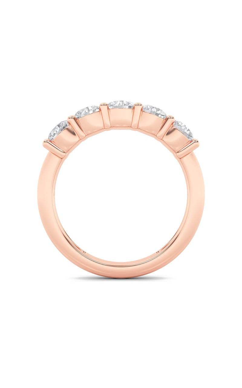 1.5Cttw Round Shaped Lab Grown Diamond (F/VS) Five Stone Band Ring in 14K Gold