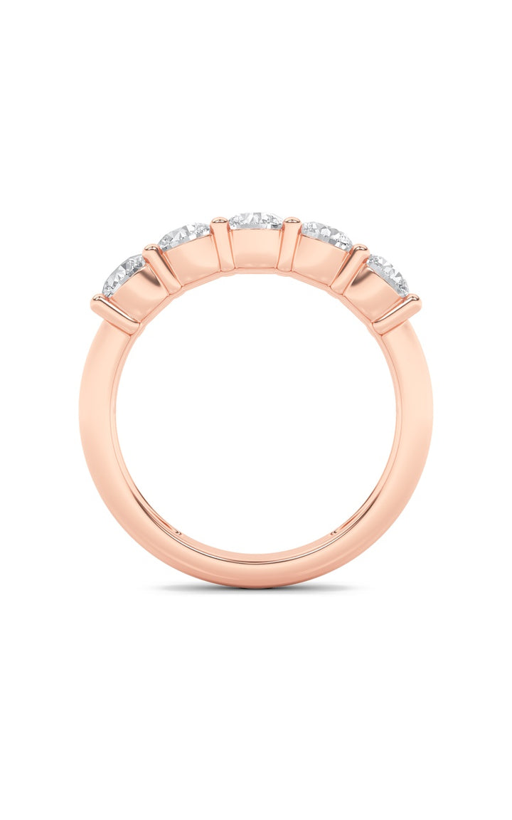1.5Cttw Round Shaped Lab Grown Diamond (F/VS) Five Stone Band Ring in 14K Gold