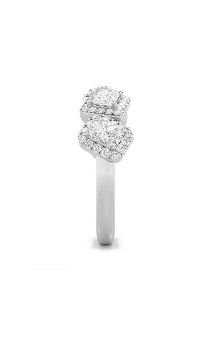 1.33Cttw Mix Shaped Lab Grown Diamond (F/VS) Five StoneHalo Fashion Ring in 14K Gold