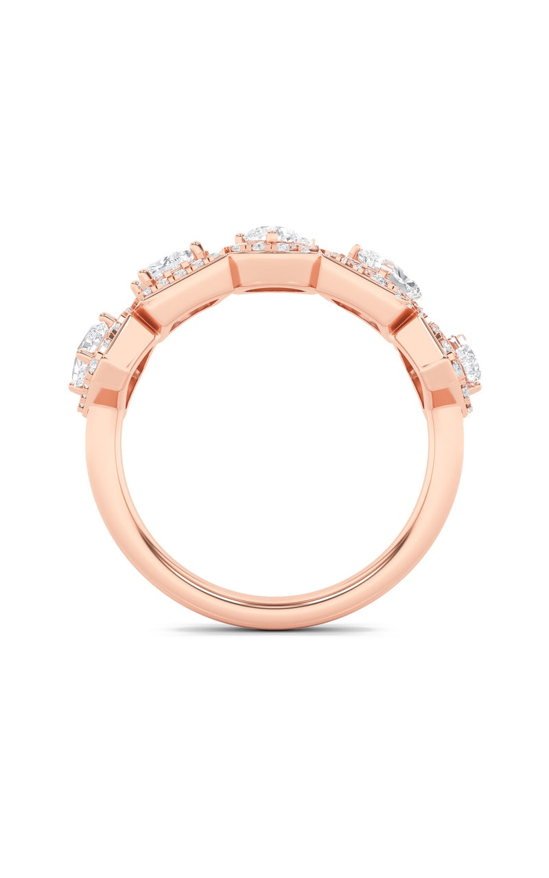 1.5Cttw Mix Shaped Lab Grown Diamond (F/VS) Five Stone Ring in 14K Gold