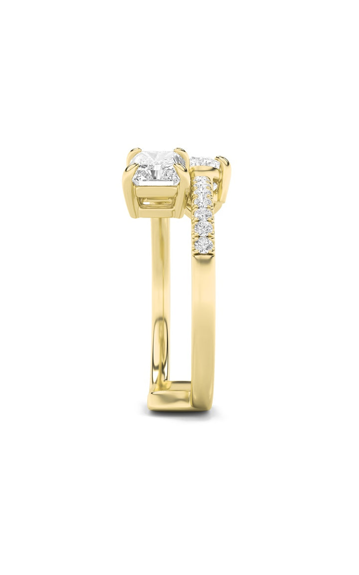 1.5Cttw Pear Shaped Lab Grown Diamond (F/VS) Toi et Moi Fashion Ring in 14K Gold