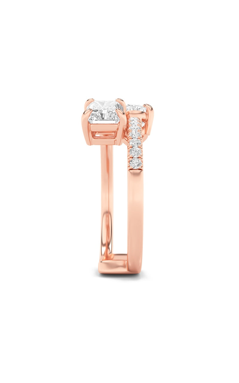1.5Cttw Pear Shaped Lab Grown Diamond (F/VS) Toi et Moi Fashion Ring in 14K Gold