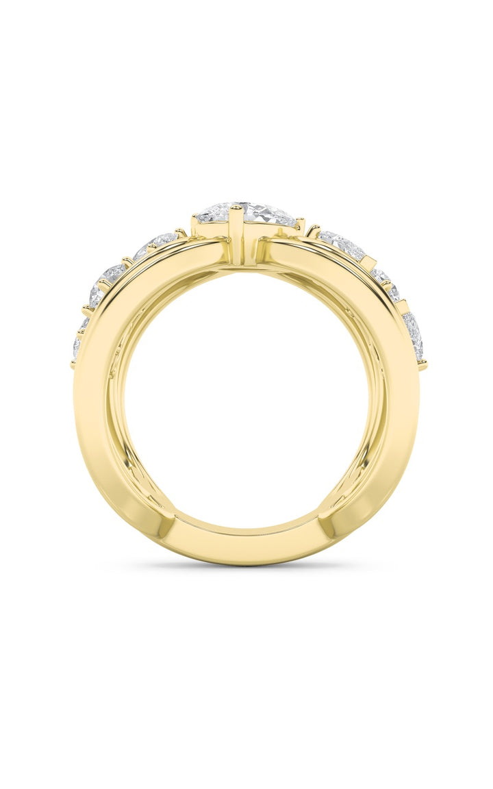 2Cttw Pear Shaped Lab Grown Diamond (F/VS) Seven Stone Fashion Ring in 14K Gold