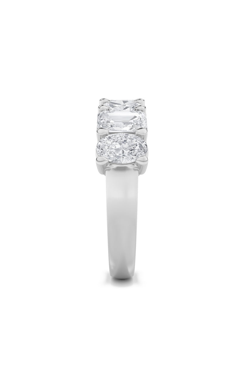 3Cttw Emerald Shaped Lab Grown Diamond (F/VS) Seven Stone Band Ring in 14K Gold