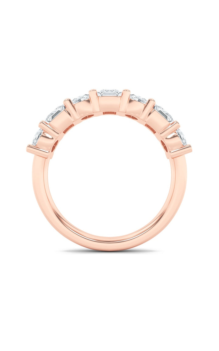 3Cttw Emerald Shaped Lab Grown Diamond (F/VS) Seven Stone Band Ring in 14K Gold