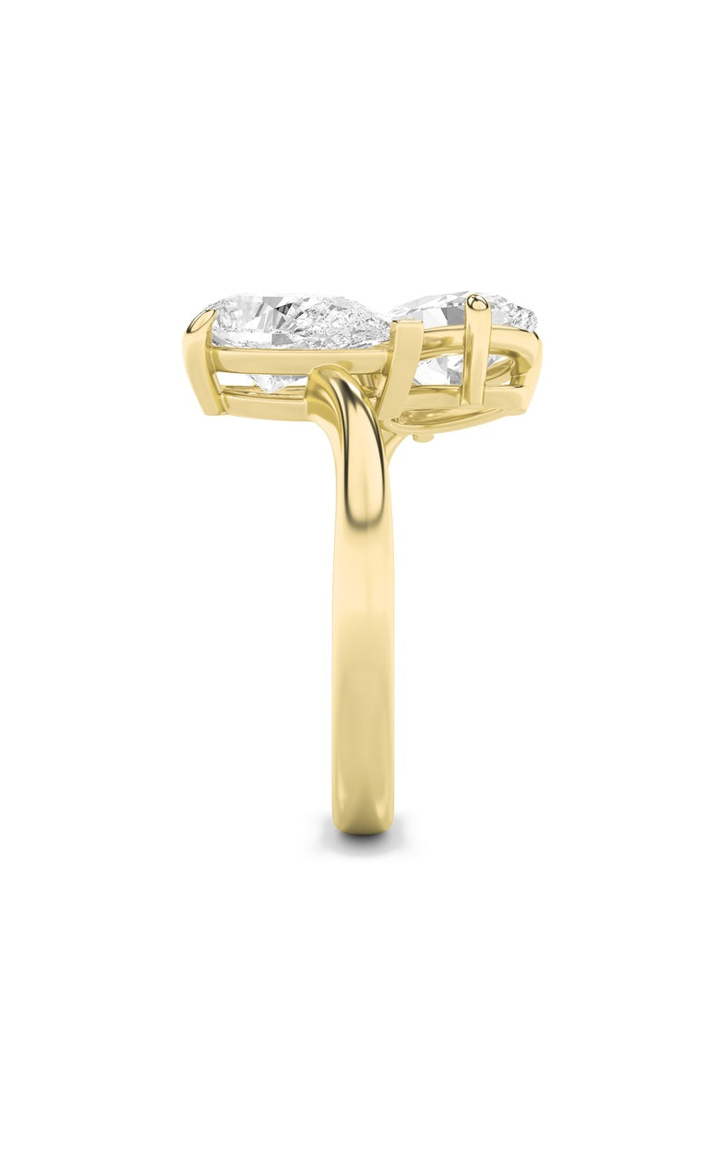 3Cttw Oval Shaped Lab Grown Diamond (F/VS) Toi et Moi Fashiion Ring in 14K Gold