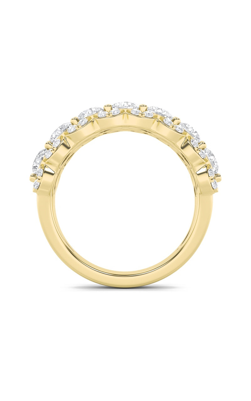 2Cttw Round Shaped Lab Grown Diamond (F/VS) MultiStone Band Ring in 14K Gold