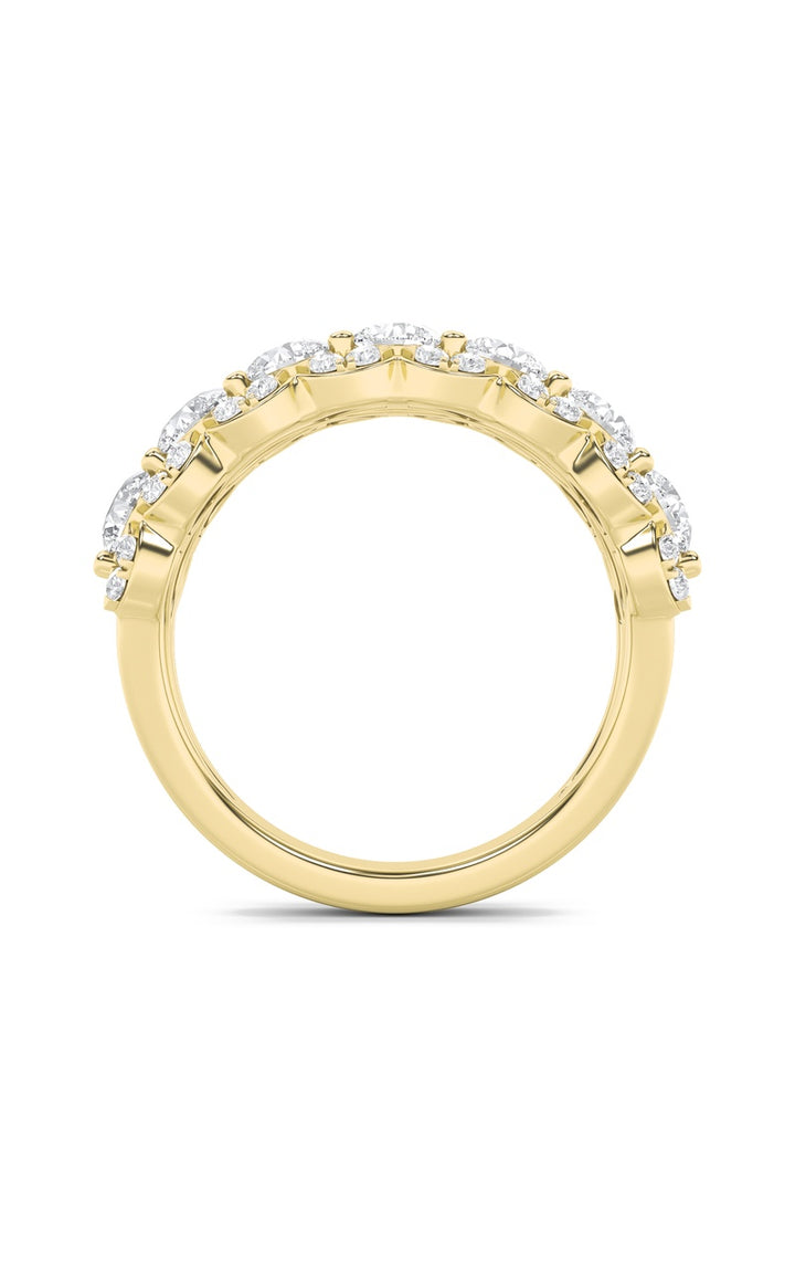 2Cttw Round Shaped Lab Grown Diamond (F/VS) MultiStone Band Ring in 14K Gold