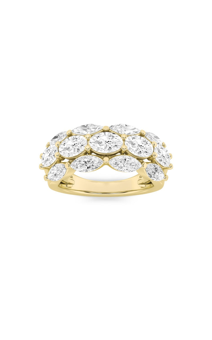 3Cttw Oval Shaped Lab Grown Diamond (F/VS) Multi Stone Band Ring in 14K Gold