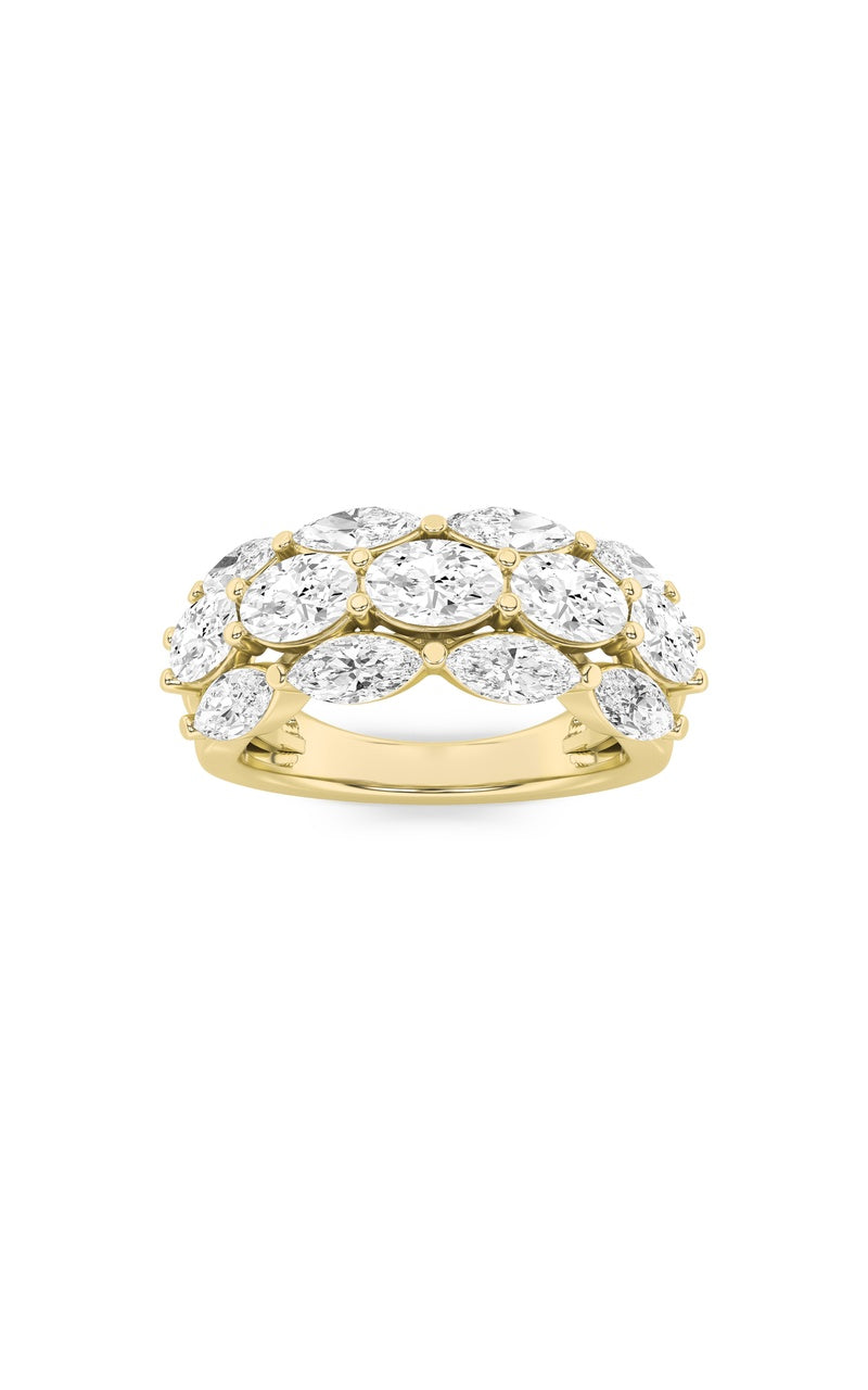 3Cttw Oval Shaped Lab Grown Diamond (F/VS) Multi Stone Band Ring in 14K Gold