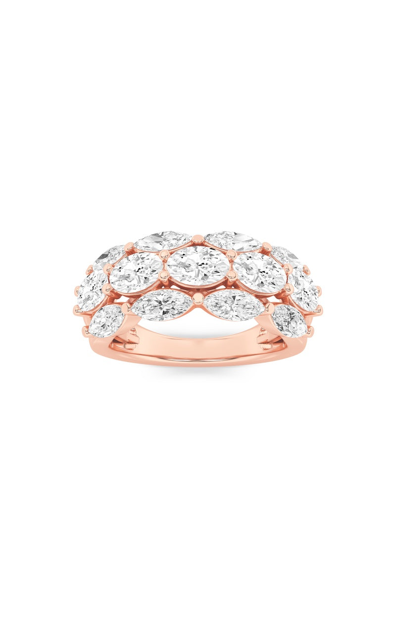 3Cttw Oval Shaped Lab Grown Diamond (F/VS) Multi Stone Band Ring in 14K Gold