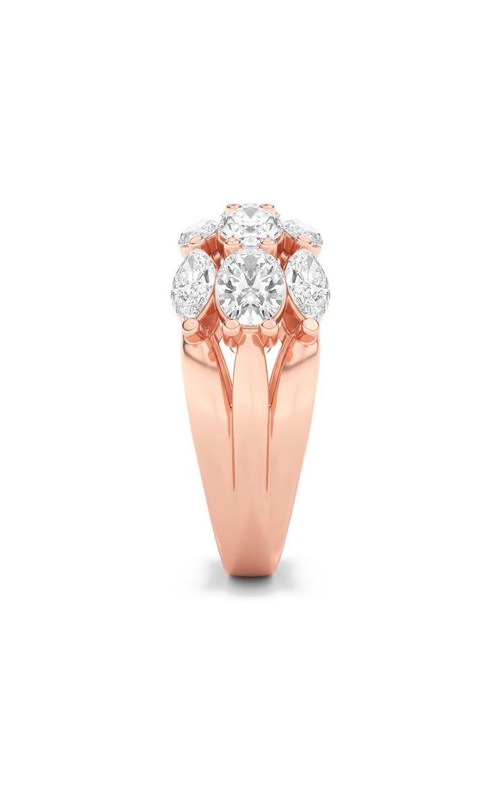 3Cttw Oval Shaped Lab Grown Diamond (F/VS) Multi Stone Band Ring in 14K Gold