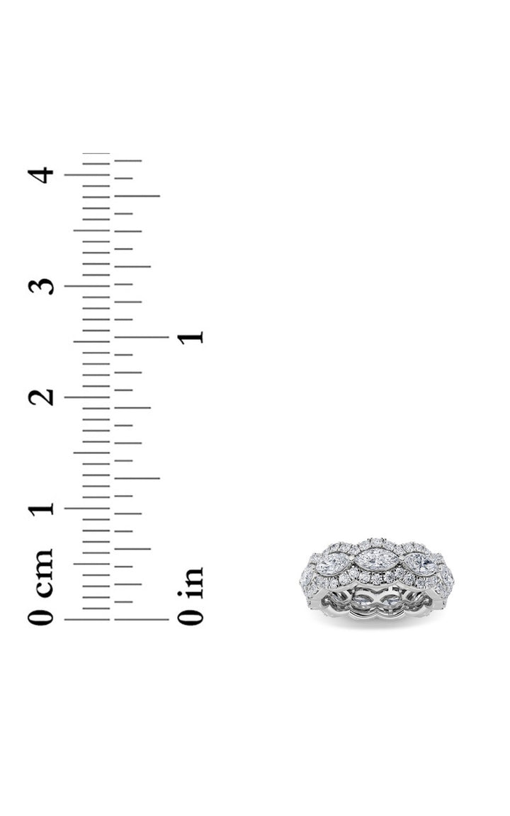 4Cttw Marquise Shaped Lab Grown Diamond (F/VVS) Eternity Band Ring in 14K Gold