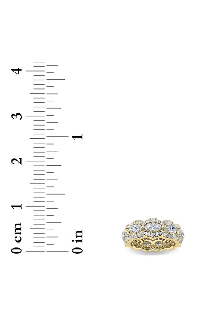 4Cttw Marquise Shaped Lab Grown Diamond (F/VVS) Eternity Band Ring in 14K Gold