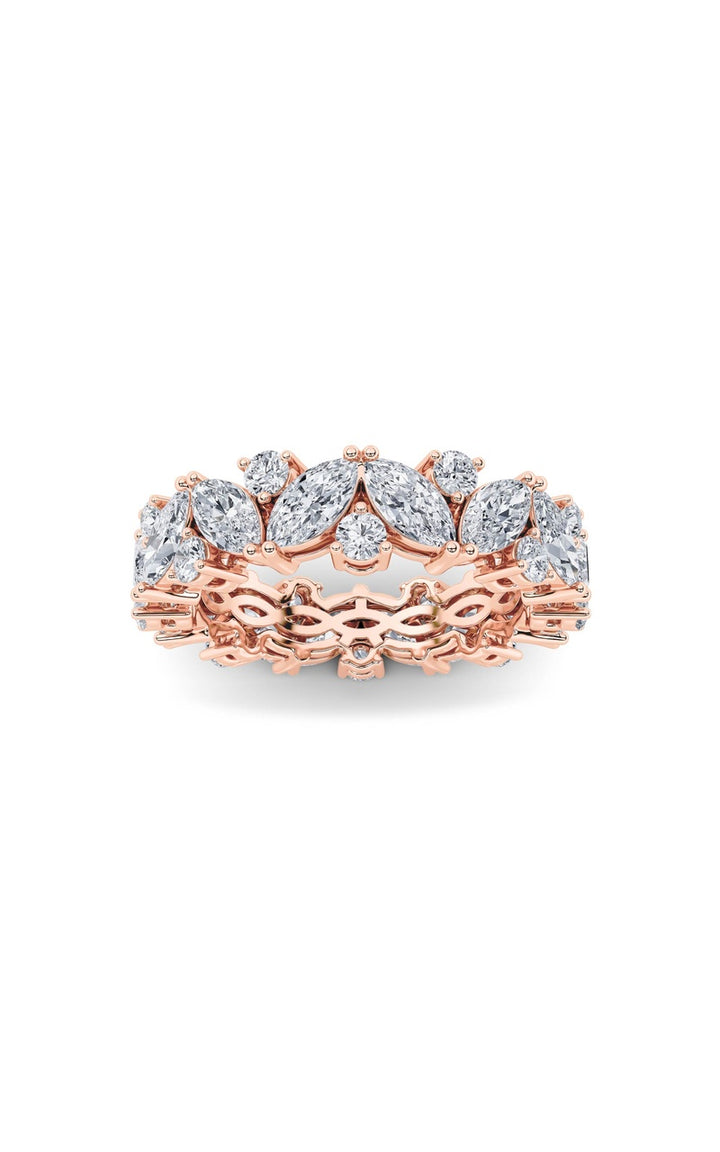 3Cttw Marquise Shaped Lab Grown Diamond (F/VVS) Eternity Band Ring in 14K Gold