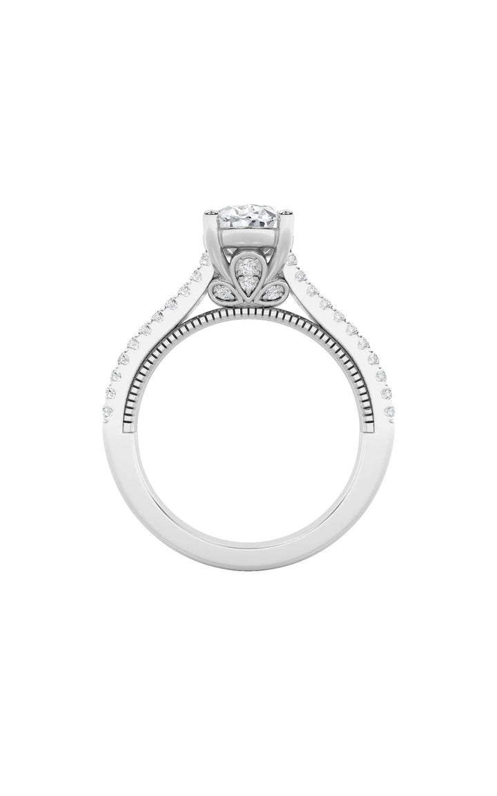2Cttw Oval Shaped Lab Grown Diamond (F/VS) Two Row Fancy Accented Engagement Ring in 14K Gold