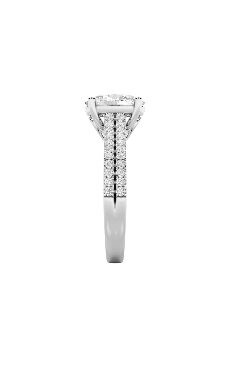 2Cttw Oval Shaped Lab Grown Diamond (F/VS) Two Row Fancy Accented Engagement Ring in 14K Gold