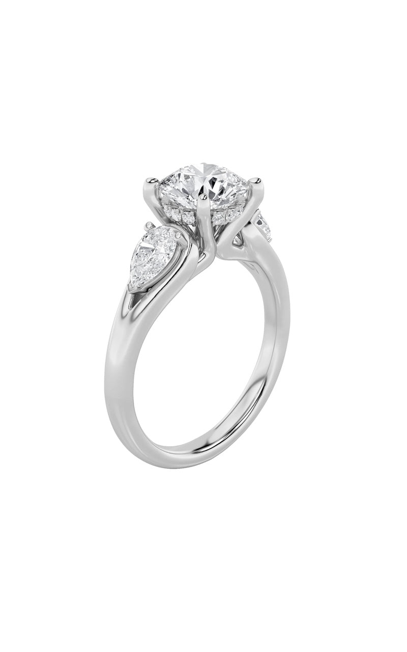2Cttw Round Shaped Lab Grown Diamond (F/VS) Accented Three Stone Ring in 14K Gold