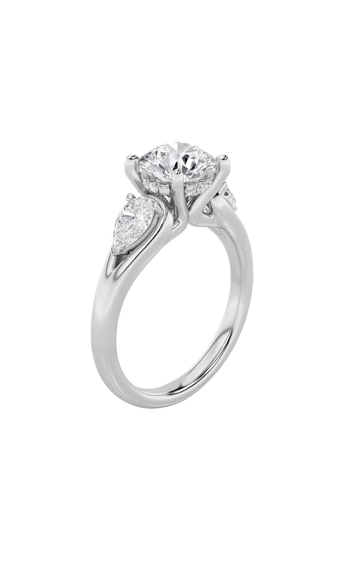 2Cttw Round Shaped Lab Grown Diamond (F/VS) Accented Three Stone Ring in 14K Gold