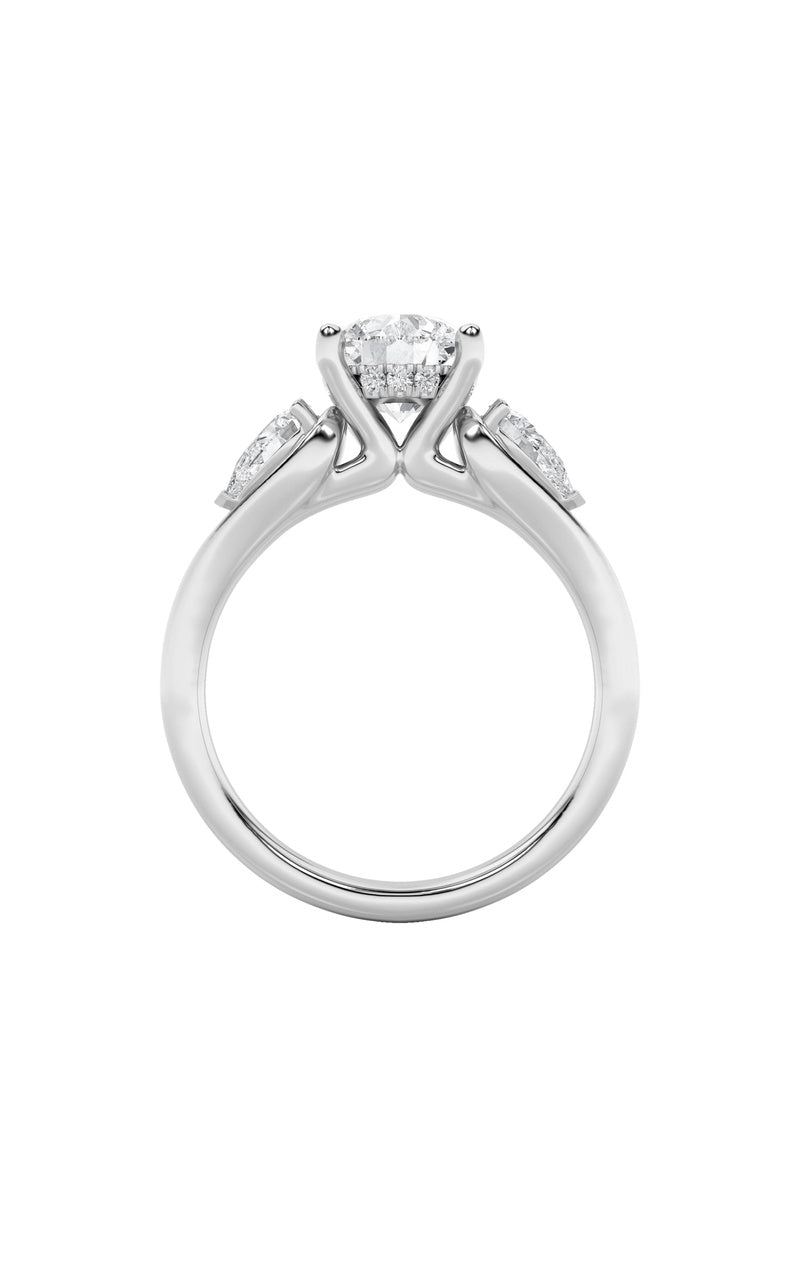2Cttw Round Shaped Lab Grown Diamond (F/VS) Accented Three Stone Ring in 14K Gold