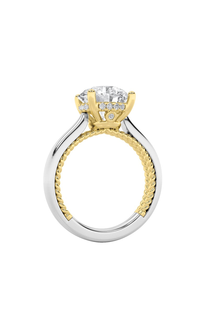 3.5Cttw Round Shaped Lab Grown Diamond (F/VS) Hidden Halo Two Tone Engagement Ring in 14K Gold