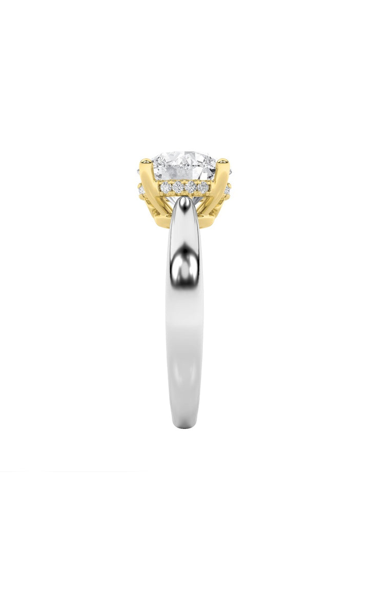 3.5Cttw Round Shaped Lab Grown Diamond (F/VS) Hidden Halo Two Tone Engagement Ring in 14K Gold