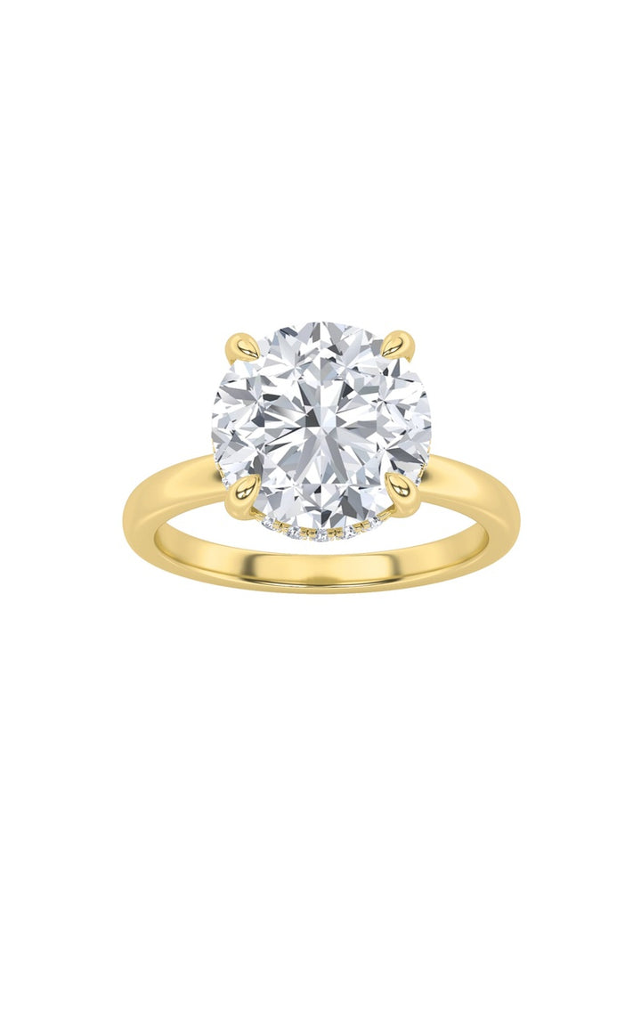 3.5Cttw Round Shaped Lab Grown Diamond (F/VS) Classic Hidden Halo Solitaire Engagement Ring in 14K Gold