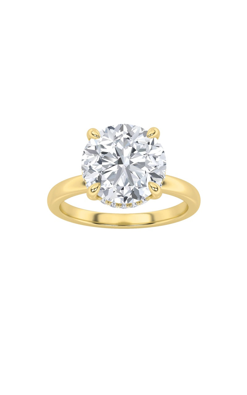 3.5Cttw Round Shaped Lab Grown Diamond (F/VS) Classic Hidden Halo Solitaire Engagement Ring in 14K Gold