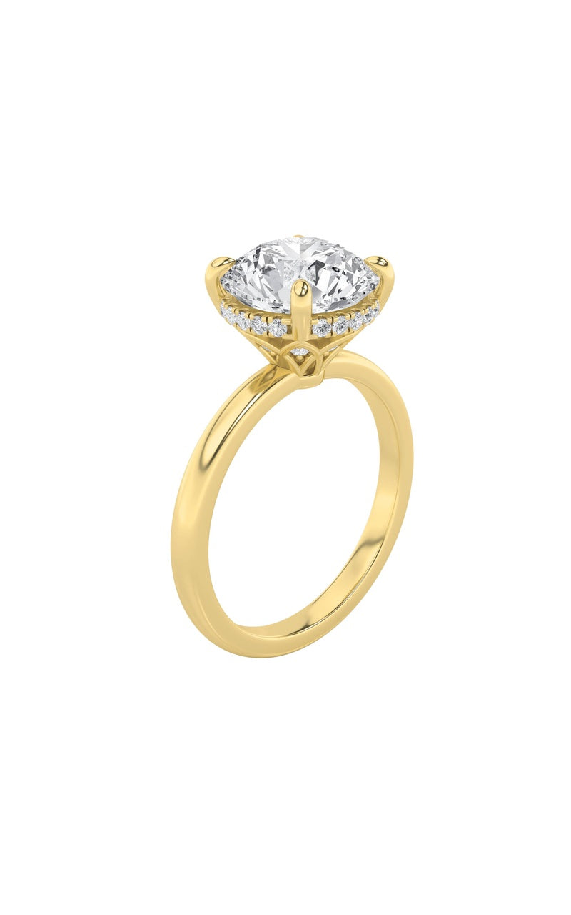 3.5CTW Round Shaped Lab Grown Diamond (F/VS) Classic Hidden Halo Solitaire Engagement Ring in 14K Gold