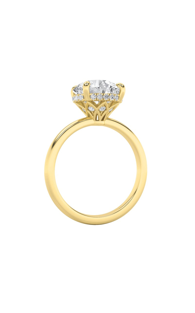 3.5Cttw Round Shaped Lab Grown Diamond (F/VS) Classic Hidden Halo Solitaire Engagement Ring in 14K Gold