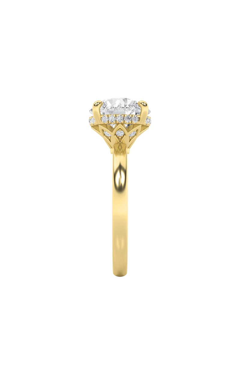 3.5CTW Round Shaped Lab Grown Diamond (F/VS) Classic Hidden Halo Solitaire Engagement Ring in 14K Gold