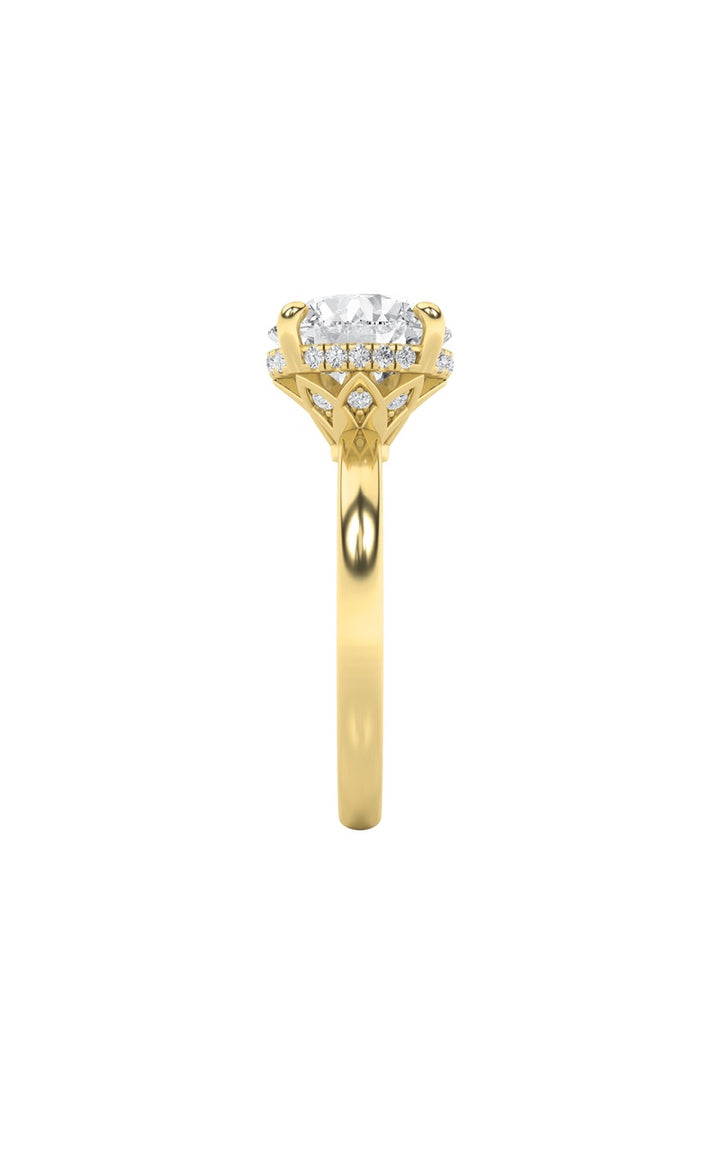 3.5CTW Round Shaped Lab Grown Diamond (F/VS) Classic Hidden Halo Solitaire Engagement Ring in 14K Gold