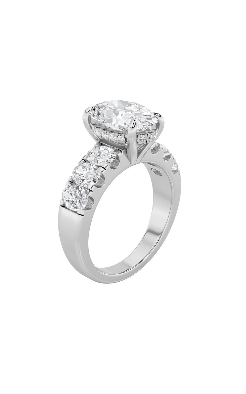 4Cttw Oval Shaped Lab Grown Diamond (F/VS) Bold Accented Engagement  Ring in 14K Gold