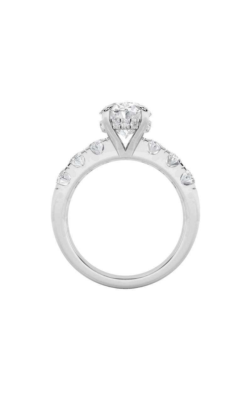 4Cttw Oval Shaped Lab Grown Diamond (F/VS) Bold Accented Engagement  Ring in 14K Gold