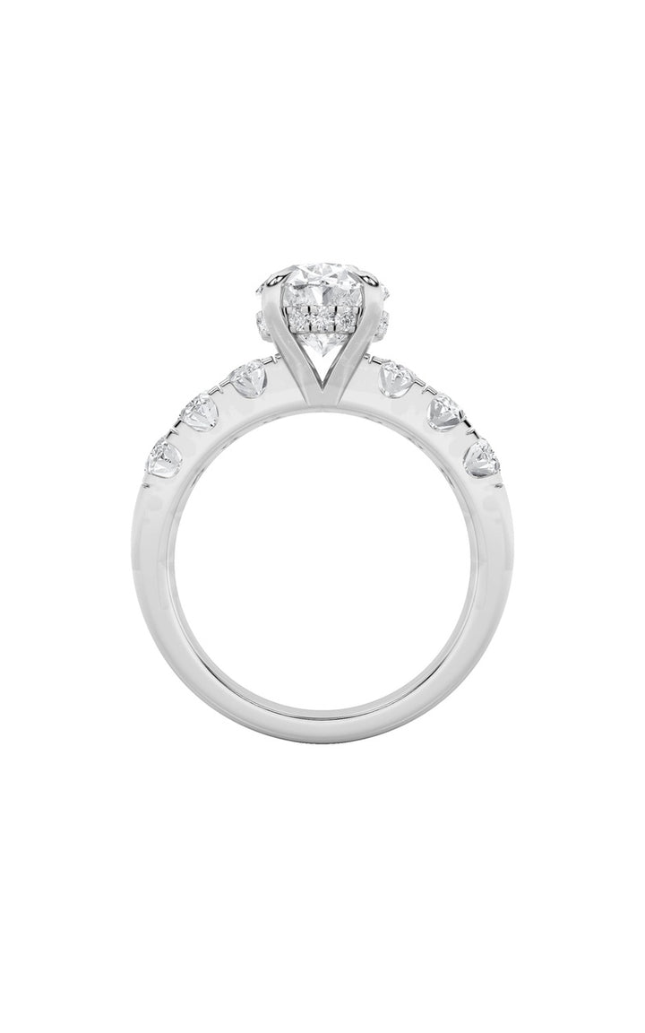 4Cttw Oval Shaped Lab Grown Diamond (F/VS) Bold Accented Engagement  Ring in 14K Gold