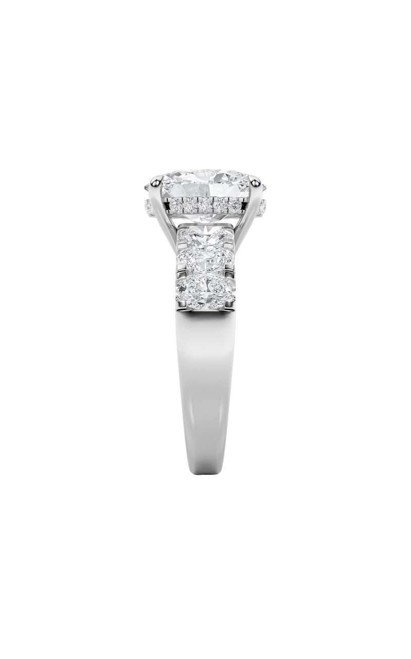 4Cttw Oval Shaped Lab Grown Diamond (F/VS) Bold Accented Engagement  Ring in 14K Gold
