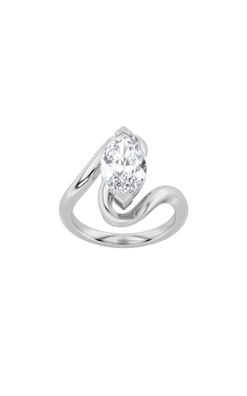 2Cttw Marquise Shaped Lab Grown Diamond (F/VS) Swirl Engagement Ring in 14K Gold
