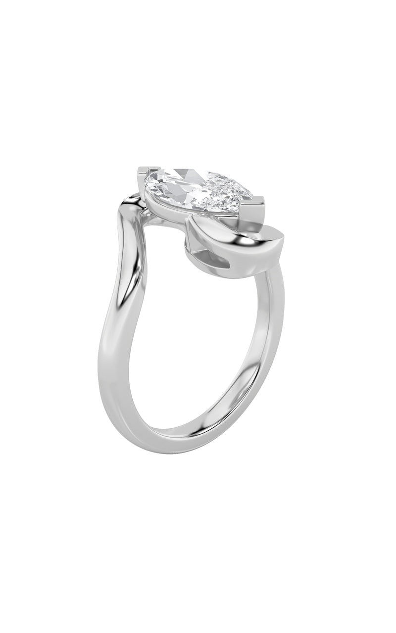 2Cttw Marquise Shaped Lab Grown Diamond (F/VS) Swirl Engagement Ring in 14K Gold