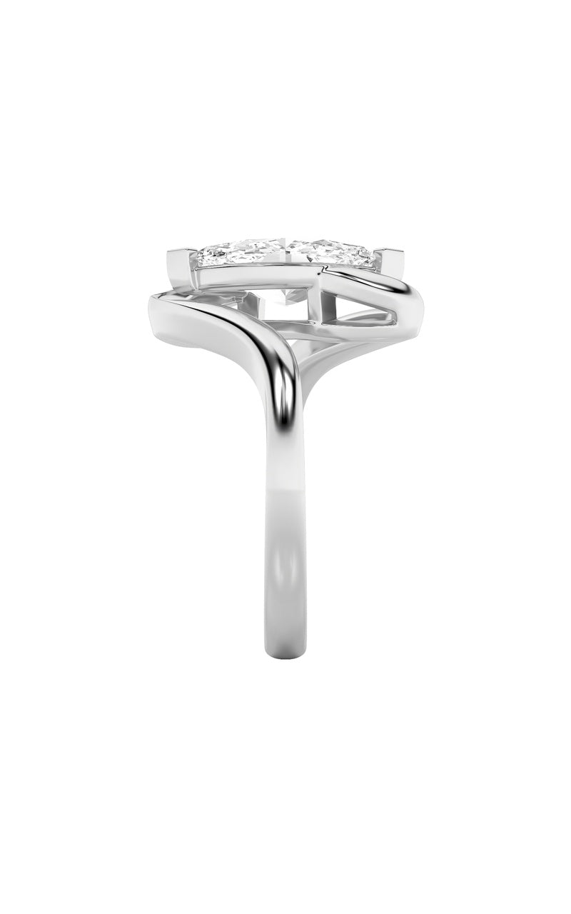 2Cttw Marquise Shaped Lab Grown Diamond (F/VS) Swirl Engagement Ring in 14K Gold