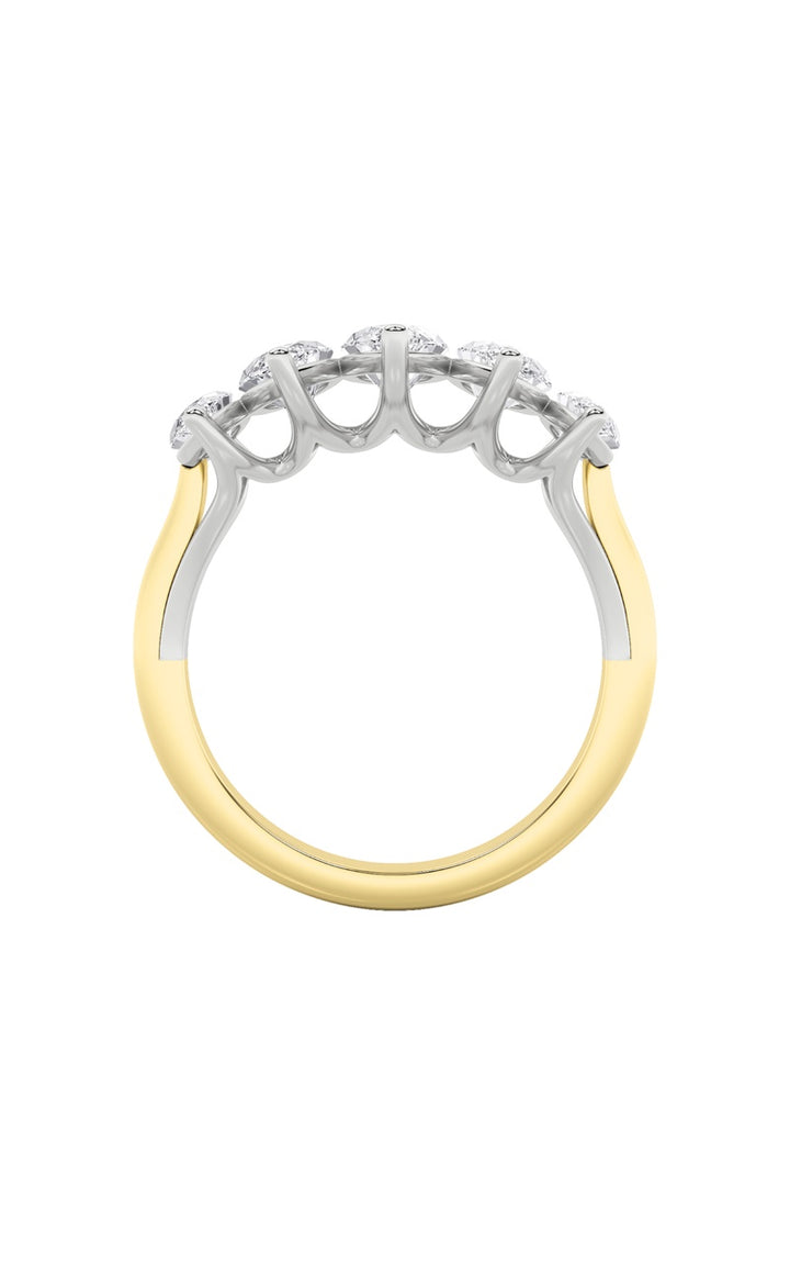 2.5CTW Marquise Shaped Lab Grown Diamond (F/VS) Five Stone Ring in 14K Gold