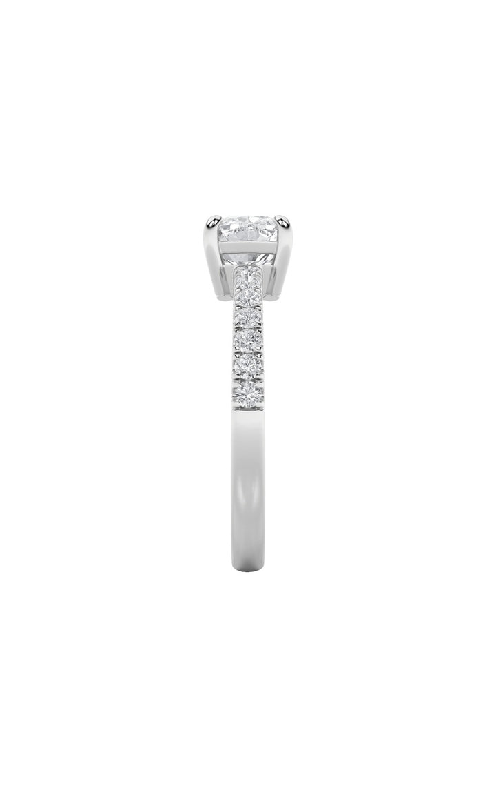 1.5Cttw Elongated Cushion Shaped Lab Grown Diamond (F/VS) East West Accented Ring in 14K Gold