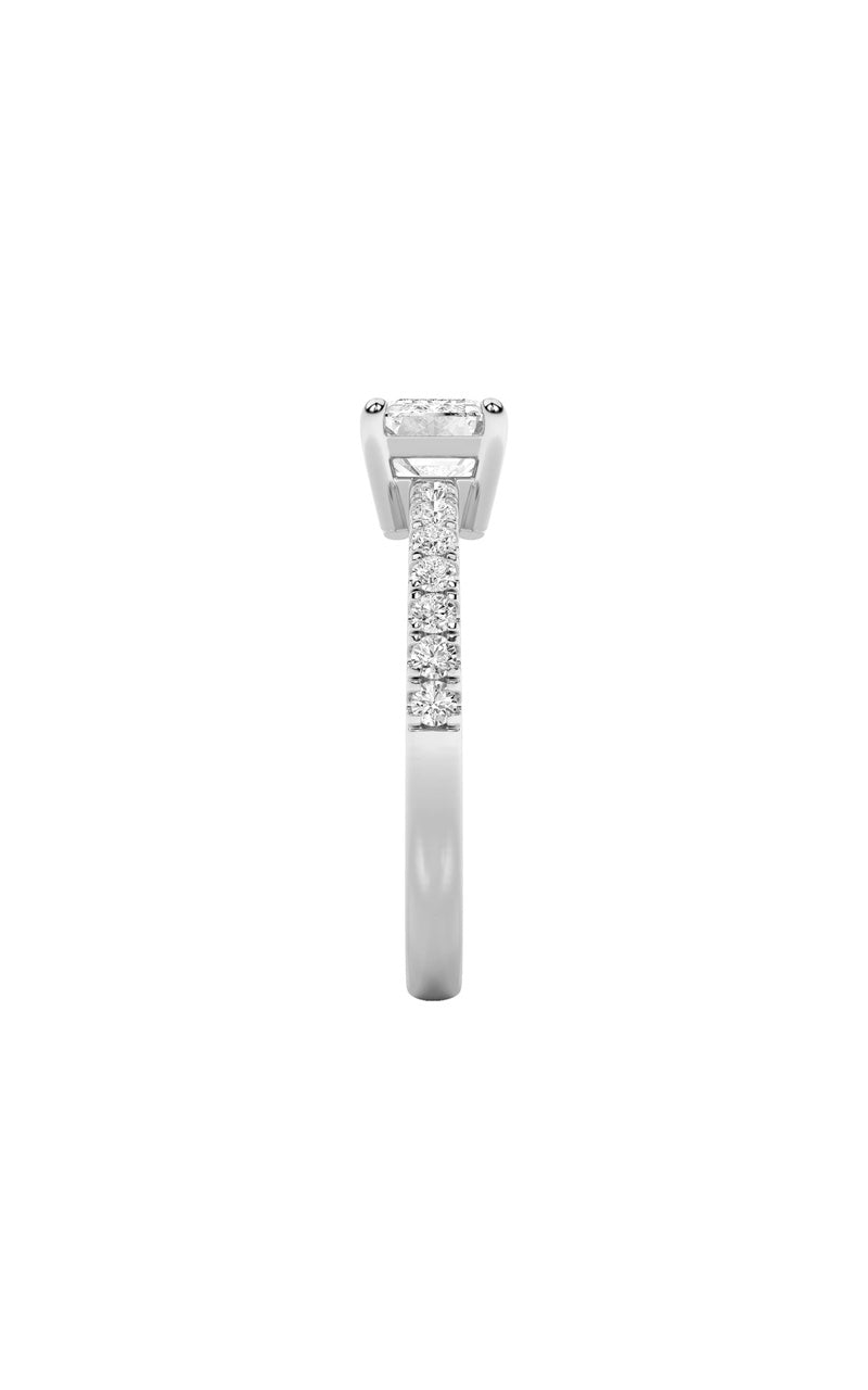 1.5Cttw Emerald Shaped Lab Grown Diamond (F/VS) East West Accented Ring in 14K Gold