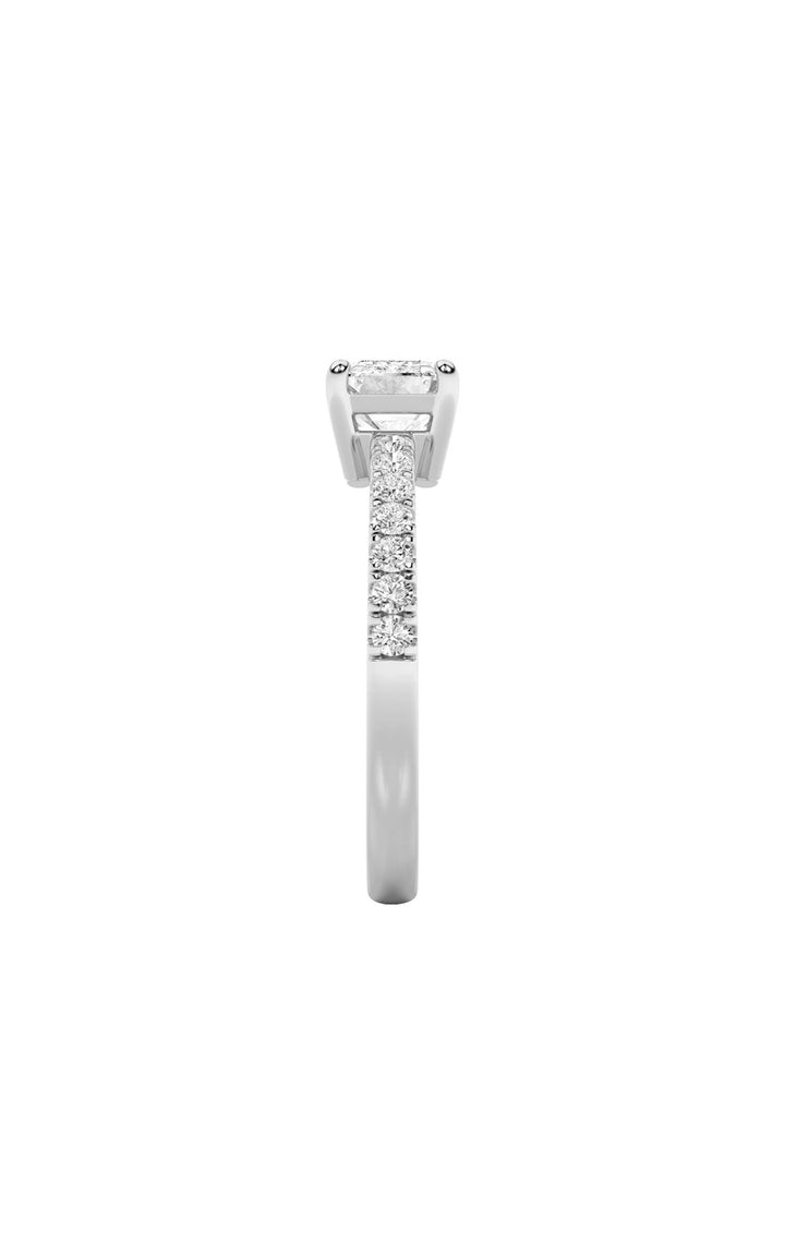 1.5Cttw Emerald Shaped Lab Grown Diamond (F/VS) East West Accented Ring in 14K Gold