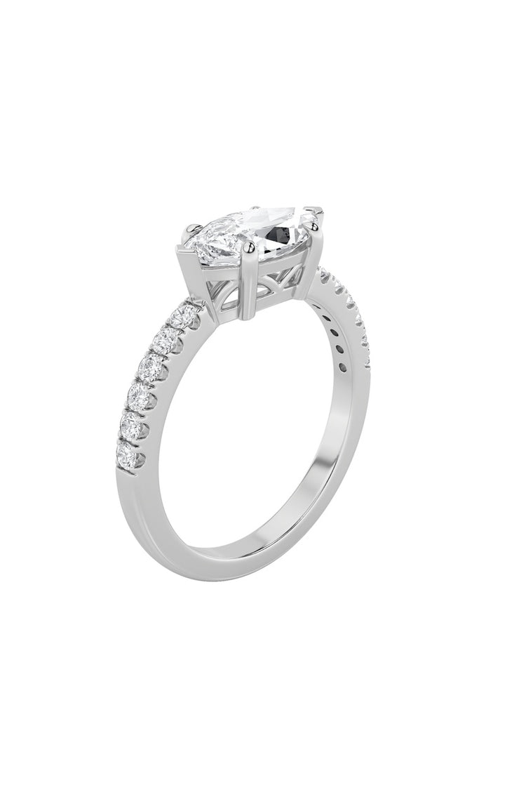 1.5Cttw Marquise Shaped Lab Grown Diamond (F/VS) East West Accented Ring in 14K Gold