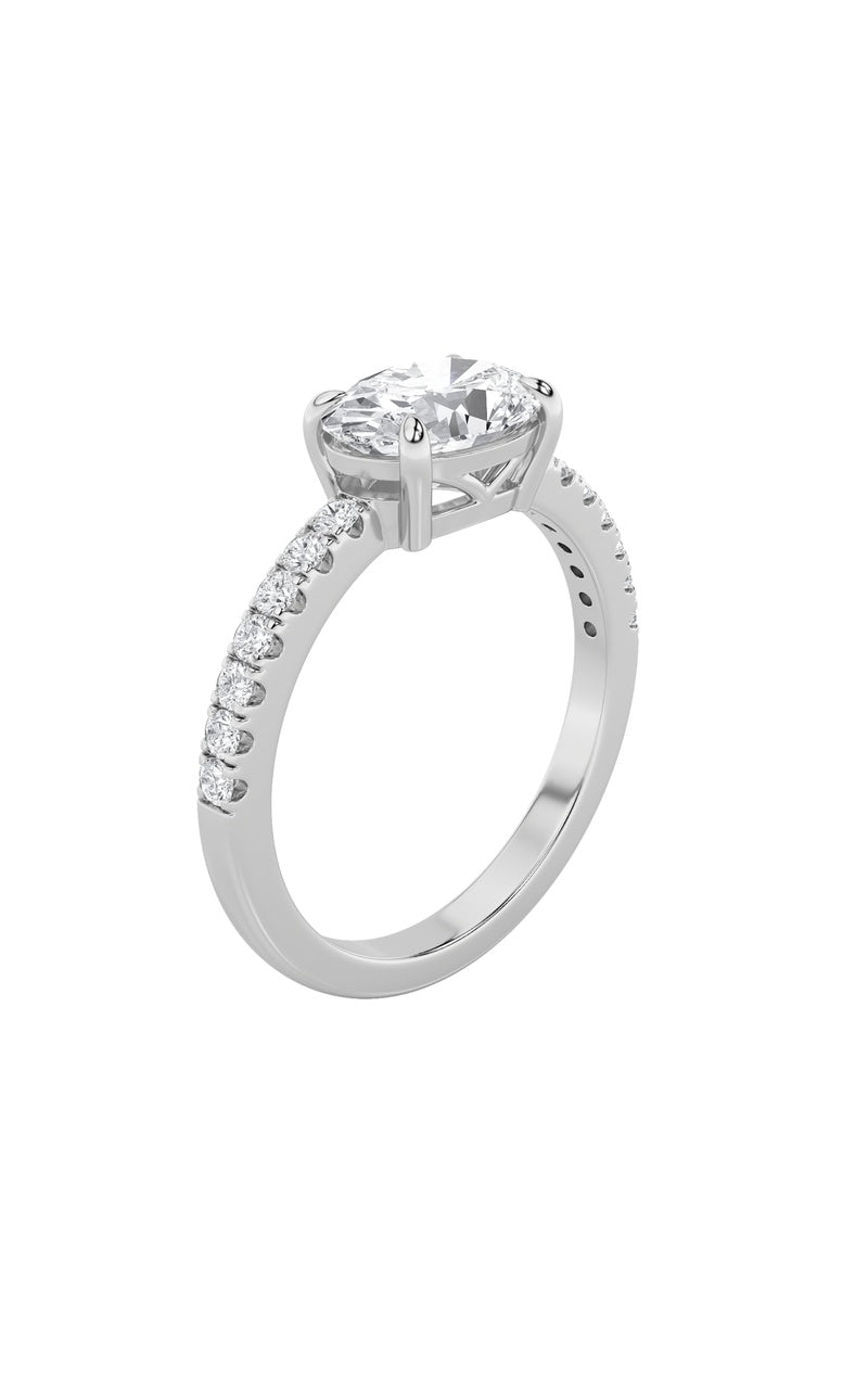 1.5CTW Oval Shaped Lab Grown Diamond (F/VS) East West Accented Ring in 14K Gold