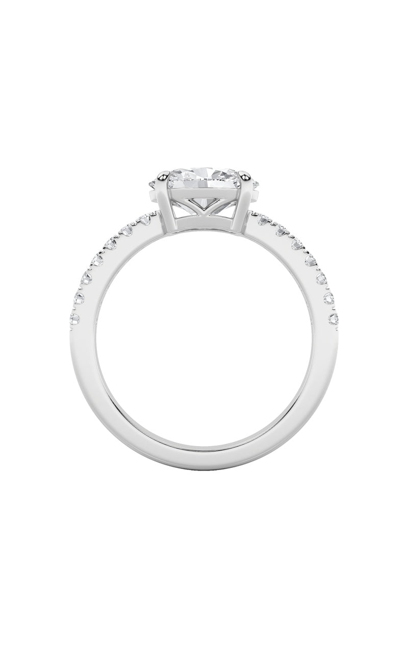 1.5Cttw Oval Shaped Lab Grown Diamond (F/VS) East West Accented Ring in 14K Gold