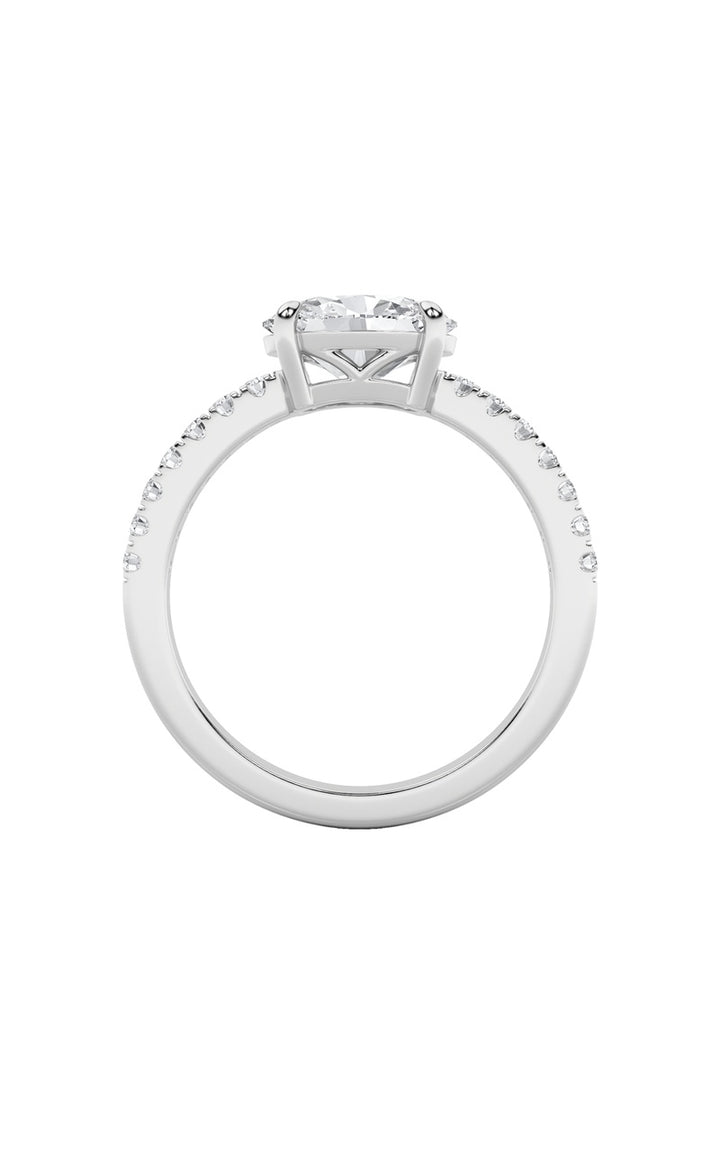 1.5CTW Oval Shaped Lab Grown Diamond (F/VS) East West Accented Ring in 14K Gold